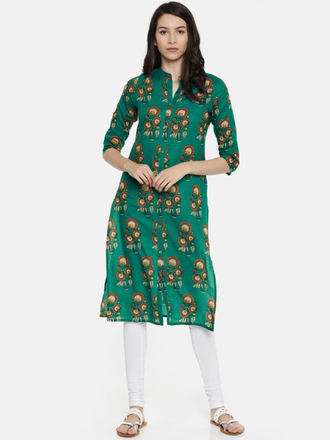 

Anouk Women Green Printed Straight Kurta