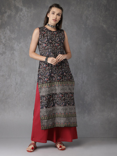 

Anouk Women Black & Red Printed A-Line Kurta