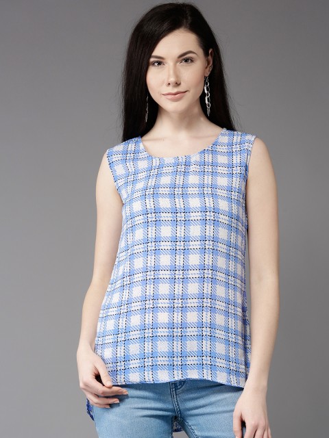 

HERE&NOW Women Blue & White Checked Top