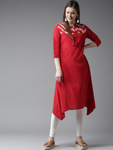 

HERE&NOW Women Red Yoke Design A-Line Kurta
