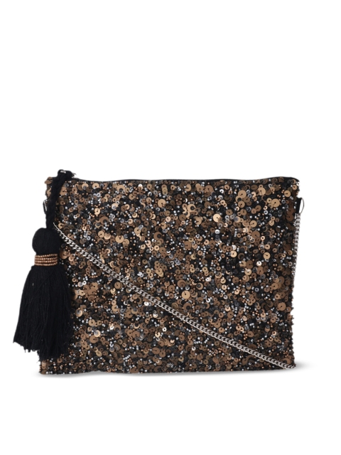

Diwaah Black & Gold-Toned Embellished Clutch
