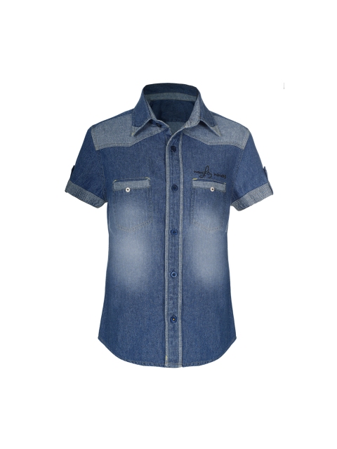 

naughty ninos Boys Blue Relaxed Regular Fit Solid Denim Casual Shirt