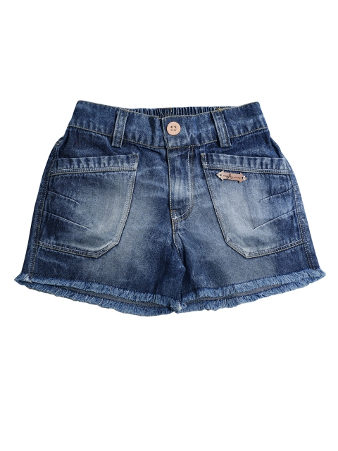 

naughty ninos Girls Blue Washed Regular Fit Denim Shorts