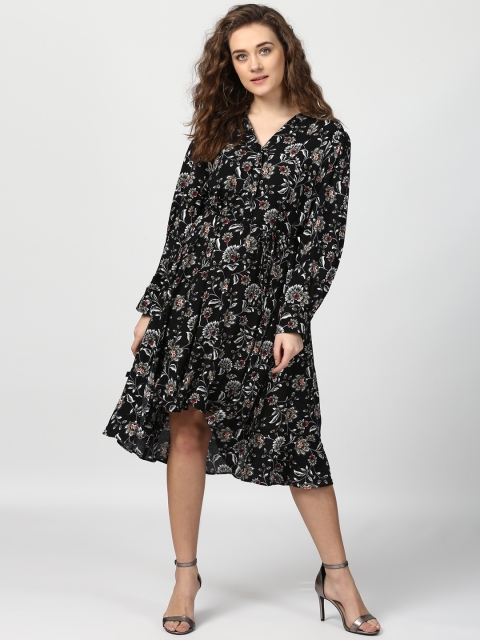 

Harpa Women Black Printed A-Line Dress