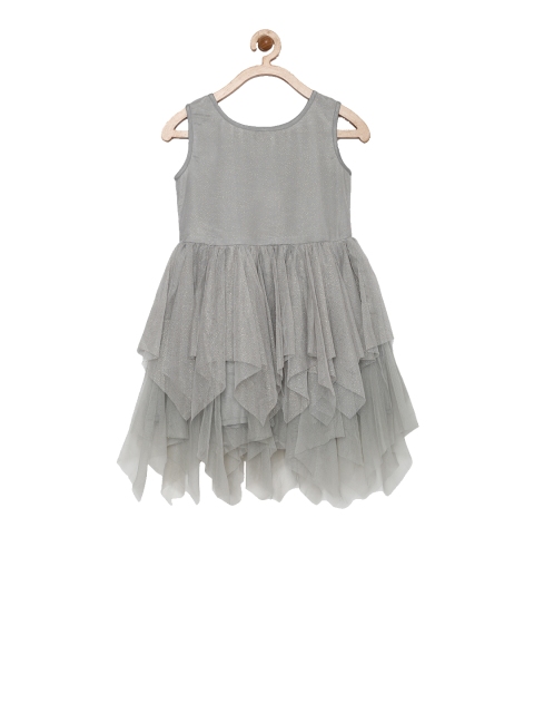 

StyleStone Girls Grey Self-Design Fit and Flare Dress