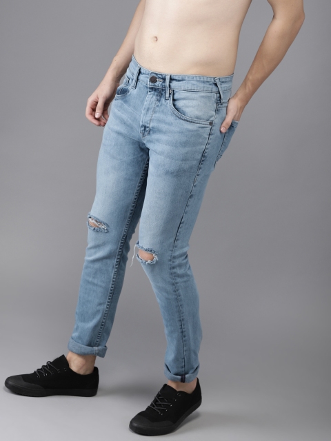 

HERE&NOW Men Blue Slim Fit Mid-Rise Slash Knee Stretchable Jeans