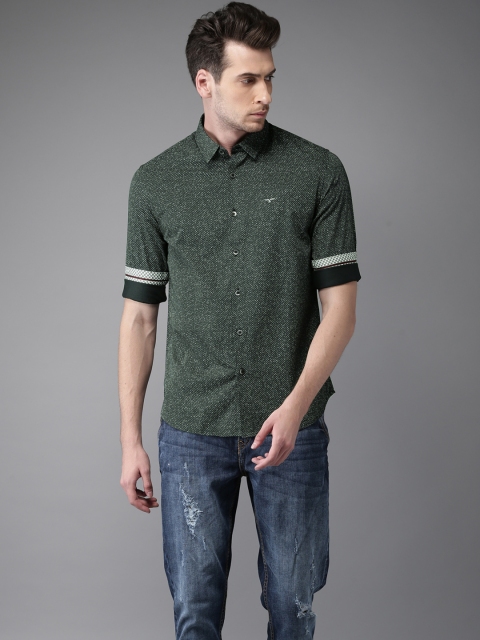 

Flying Machine Men Black Slim Fit Printed Casual Shirt