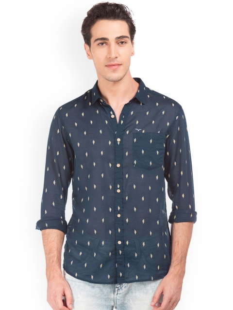 

Flying Machine Men Navy Blue Comfort Slim Fit Printed Casual Shirt