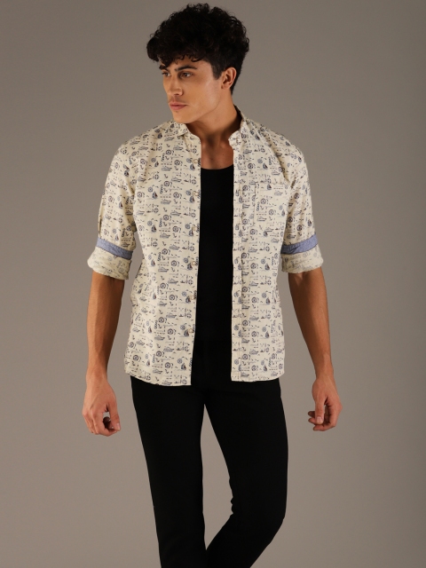 

Flying Machine Men Beige Slim Slim Fit Printed Casual Shirt