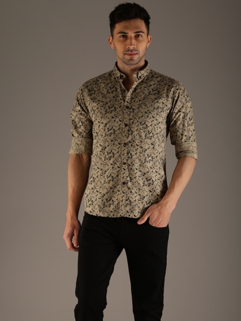

Flying Machine Men Khaki Comfort Slim Fit Printed Casual Shirt