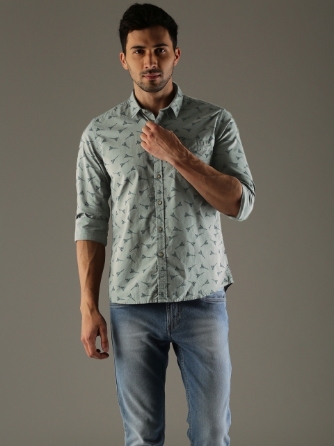 

Flying Machine Men Grey Comfort Slim Fit Printed Casual Shirt