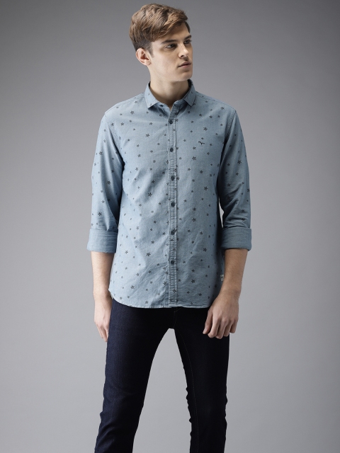 

Flying Machine Men Blue Regular Fit Printed Casual Shirt