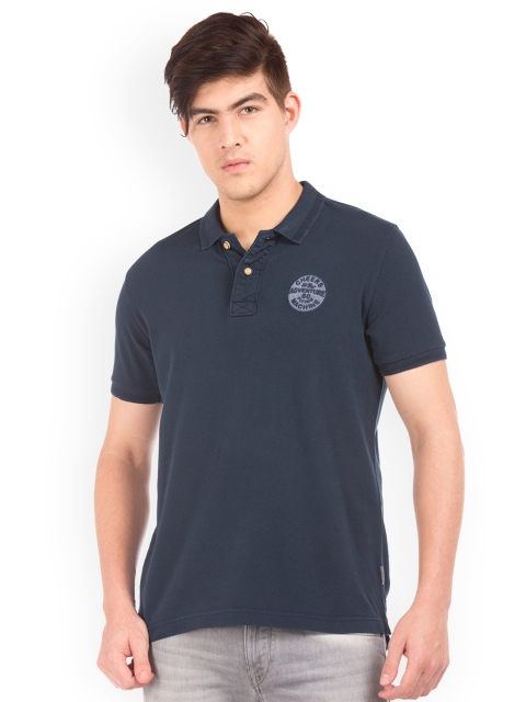 

Flying Machine Men Navy Blue Dyed Polo Collar T-shirt