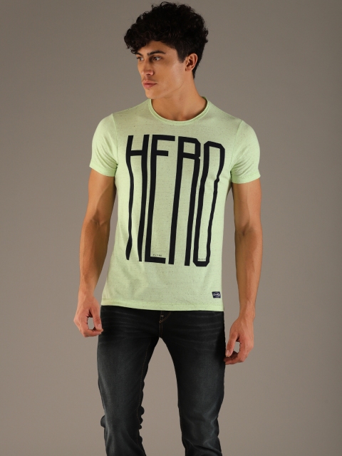 

Flying Machine Men Green Printed Round Neck Pure Cotton T-shirt