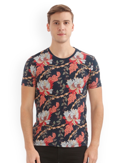 

Flying Machine Men Navy Blue Printed Round Neck T-shirt