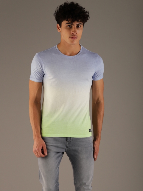 

Flying Machine Men Blue & Green Dyed Round Neck T-shirt