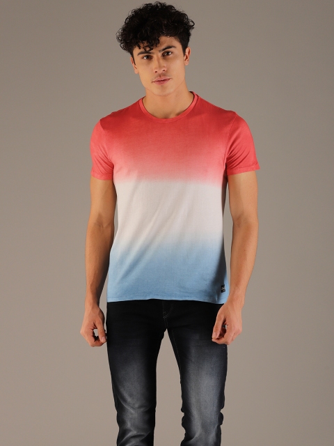 

Flying Machine Men Red & Blue Dyed Round Neck T-shirt