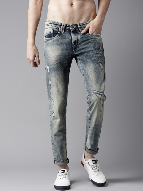 

Flying Machine Men Blue Skinny Fit Mid-Rise Low Distress Stretchable Jeans