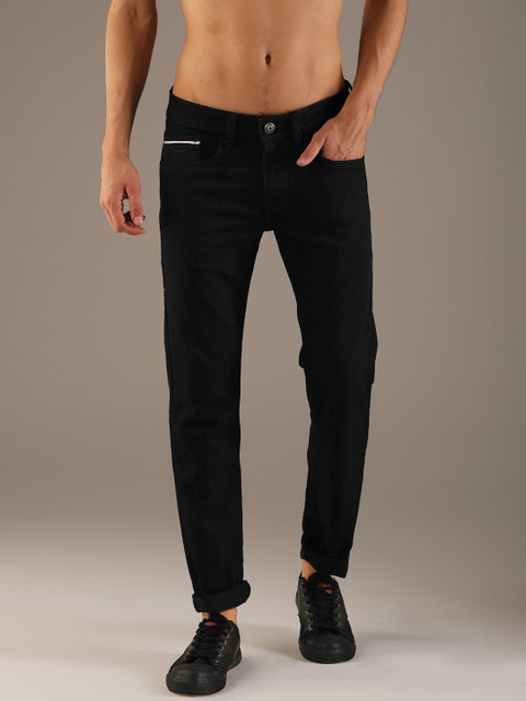 

Flying Machine Men Black Tapered Fit High-Rise Clean Look Stretchable Jeans