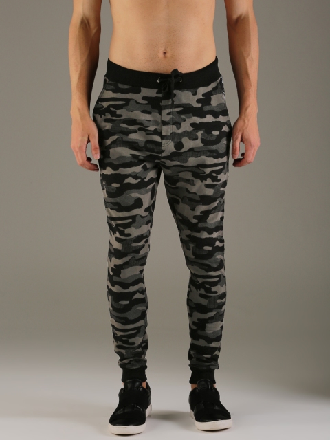 

Flying Machine Men Black & Charcoal Grey Regular Fit Printed Joggers