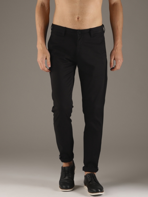

Flying Machine Men Black Super Slim Fit Solid Regular Trousers