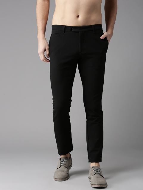

Flying Machine Men Black Super Slim Fit Textured Regular Trousers