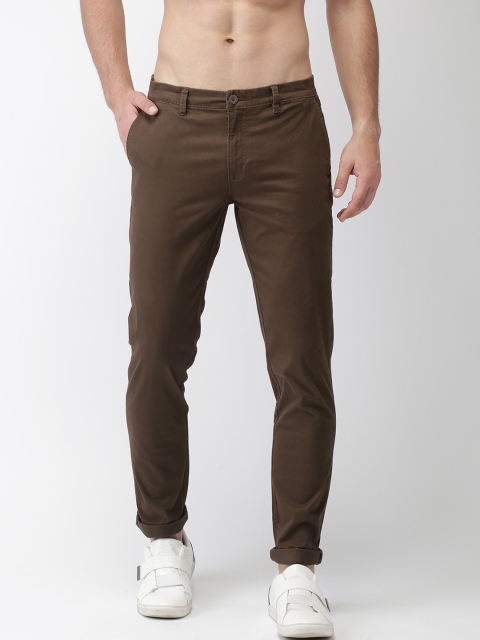 

Flying Machine Men Brown Super Slim Fit Solid Regular Trousers
