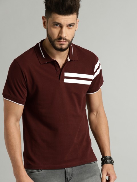 

Roadster Men Maroon Solid Polo Collar T-shirt