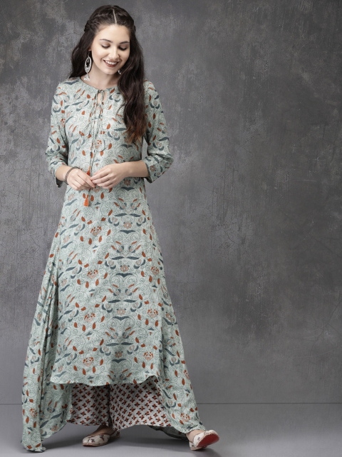 

Anouk Women Green Printed Kurta with Palazzos