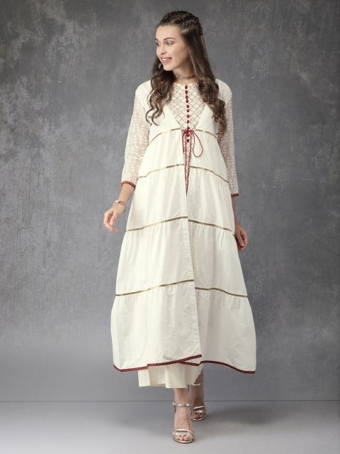 

Anouk Women Beige Printed Kurta with Trouser