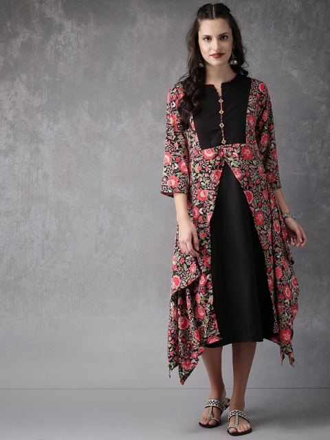 

Anouk Women Black & Red Printed A-Line Kurta