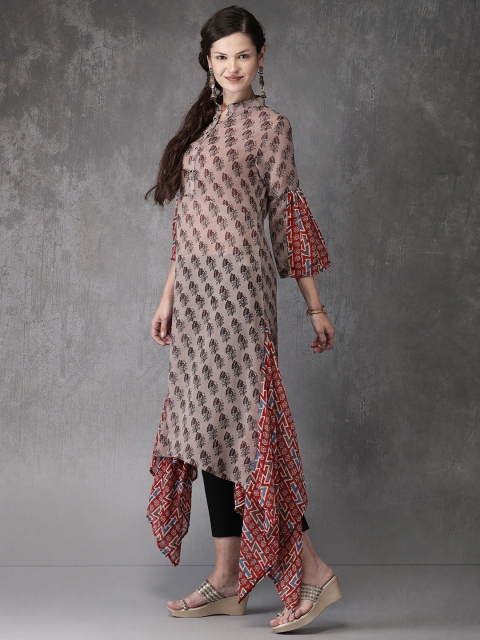 

Anouk Women Brown Printed A-line Asymmetric Kurta