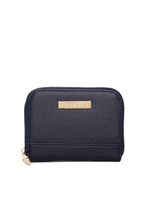

Addons Women Navy Blue Solid Zip Around Wallet