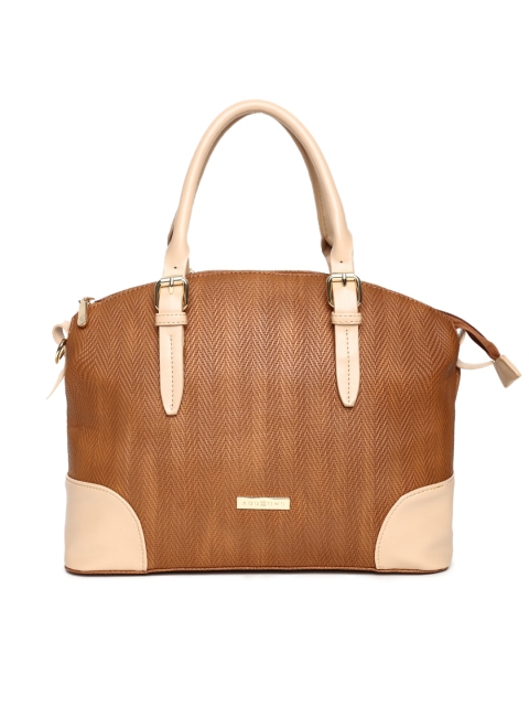 

Addons Tan Brown Self Design Tote Bag