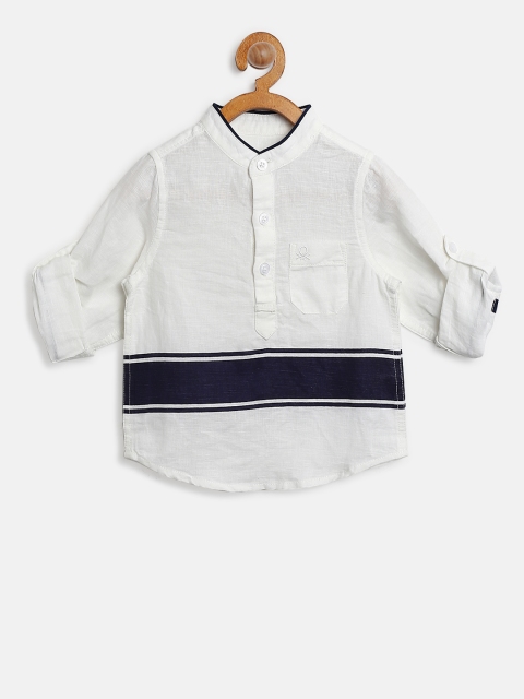 

United Colors of Benetton Boys White Solid Casual Shirt