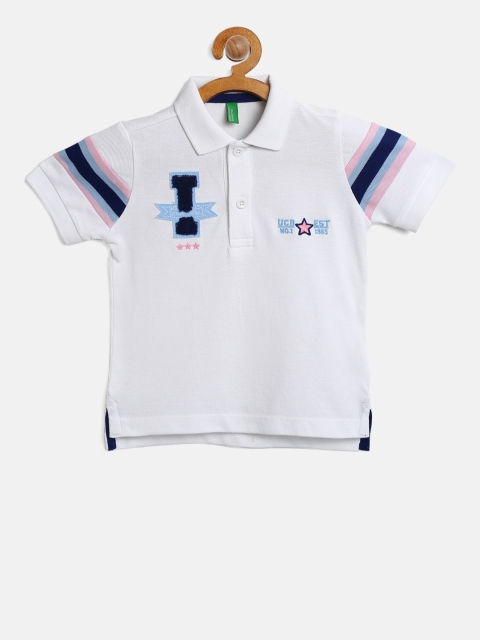 United Colors of Benetton Boys White Solid Polo T-shirt