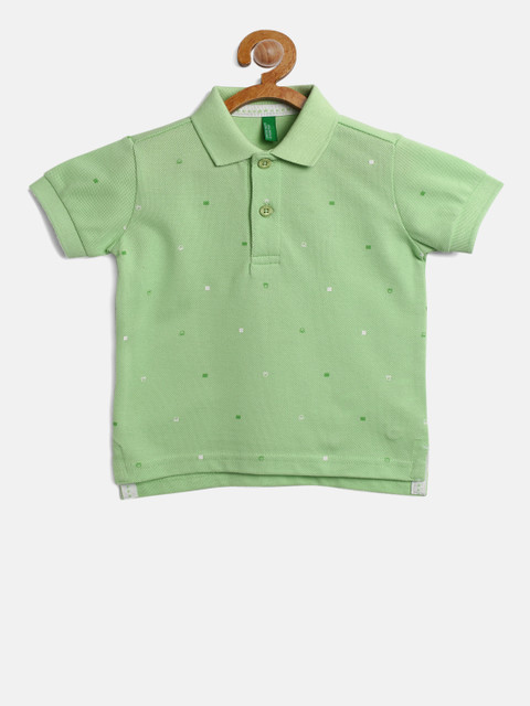 

United Colors of Benetton Boys Green Printed Polo T-shirt