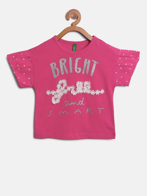 

United Colors of Benetton Girls Pink Printed Top