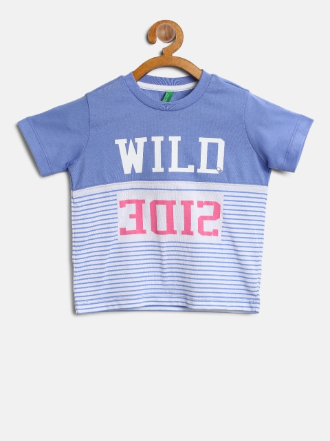 

United Colors of Benetton Boys Lavender Striped Round Neck T-shirt