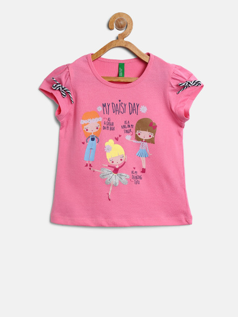 

United Colors of Benetton Girls Pink Printed Top