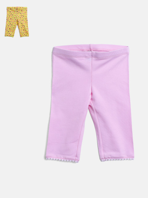 

United Colors of Benetton Girls Pink & Yellow Printed Regular Fit Capris