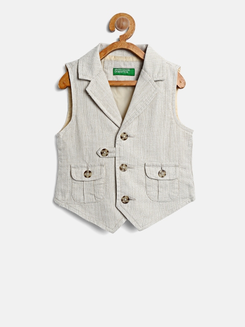 

United Colors of Benetton Beige Self-Design Waistcoat