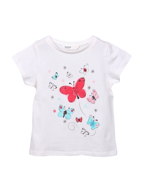 

Beebay Girls White Printed Round Neck T-shirt