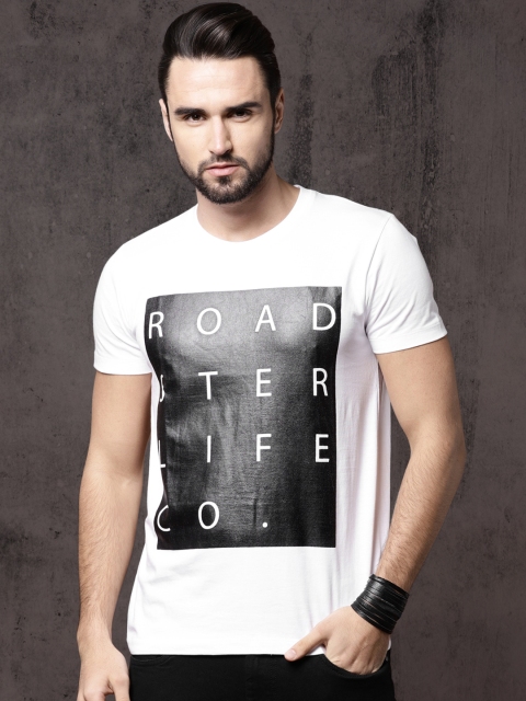 

Roadster Time Travlr Men White Printed Round Neck T-shirt