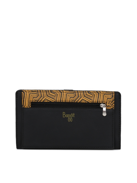 

Baggit Women Black & Yellow Printed Two Fold Wallet