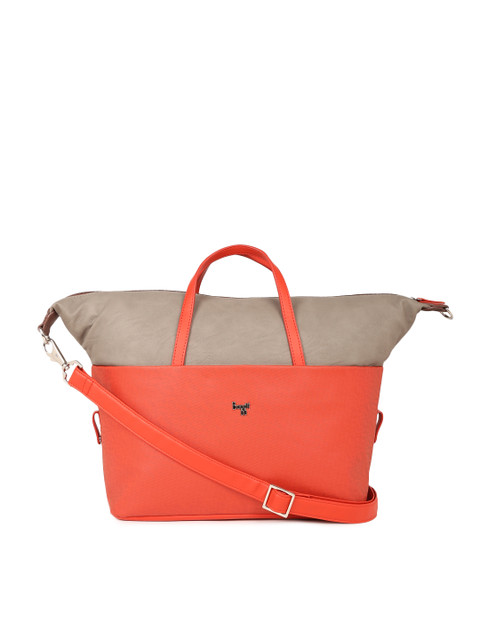

Baggit Red & Brown Colourblocked Handheld Bag