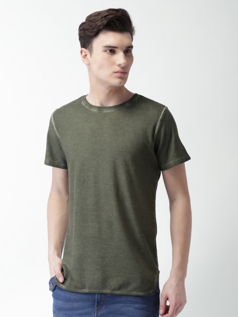 

Blue Saint Men Olive Green Solid Round Neck T-shirt