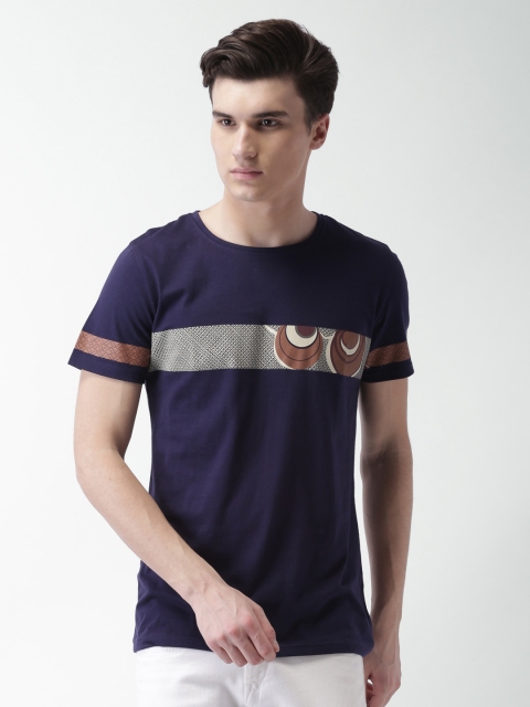 

Blue Saint Men Navy Blue Printed Round Neck T-shirt