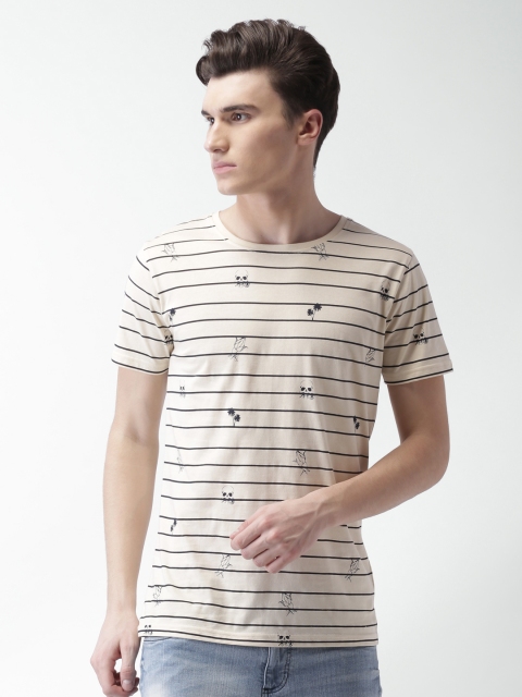 

Blue Saint Men Cream-Coloured Printed Round Neck T-shirt