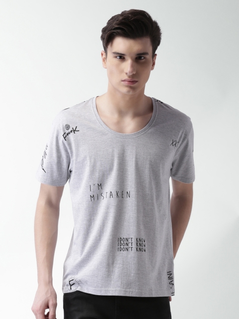 

Blue Saint Men Grey Printed Round Neck T-shirt